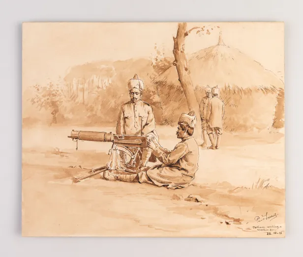 Pathans working a machine gun. 22.10.15.