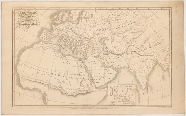 The world as known to the Ancients, shewing the dispersion and settling of Nations by the descendants of Noah