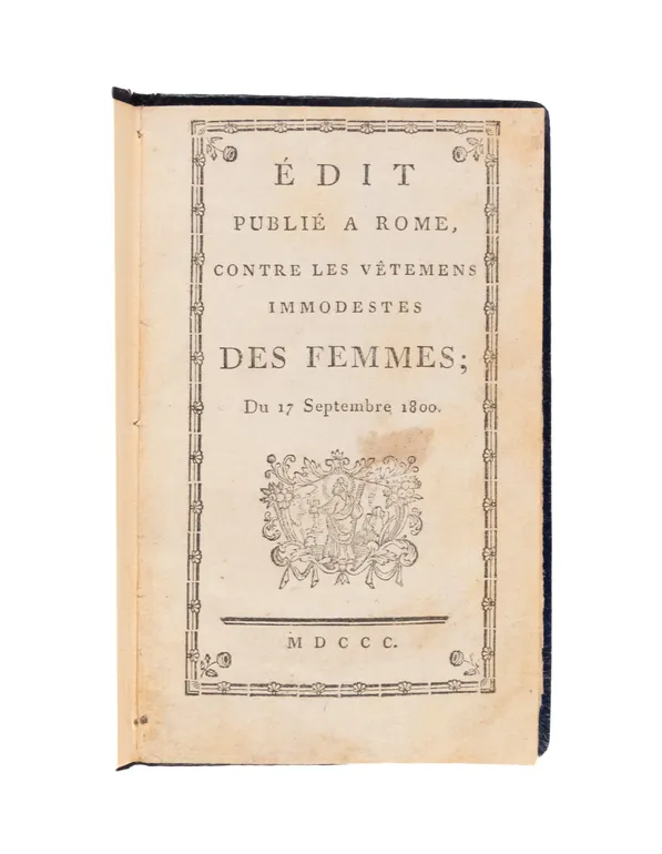 Édit publié a Rome, contre les vêtemens immodestes des femmes
