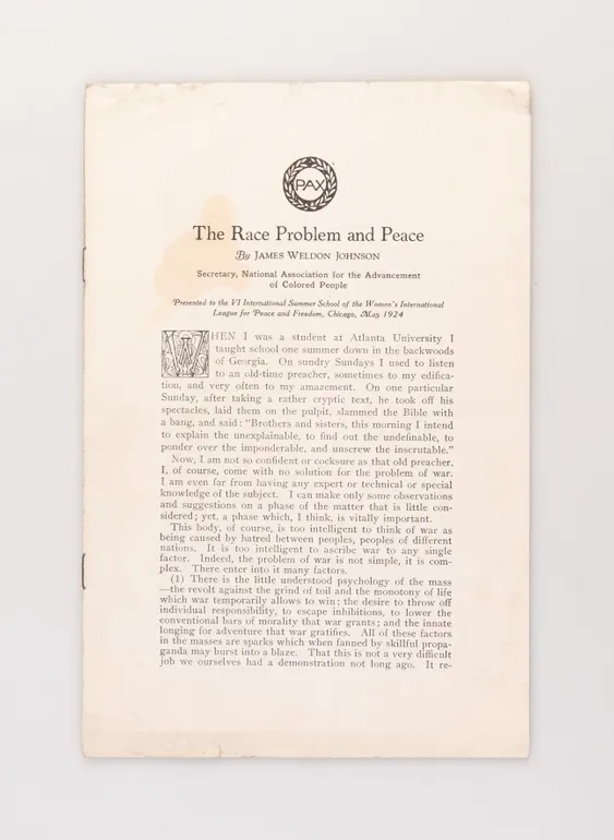The Race Problem and Peace.