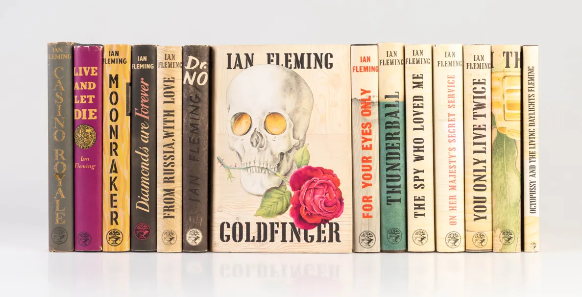 A Complete Set of the James Bond Novels and Stories in First Edition: Casino Royale, Live and Let Die, Moonraker, Diamonds are Forever, From Russia With Love, Dr. No, Goldfinger, For Your Eyes Only, Thunderball, The Spy Who Loved Me, On Her Majesty’s Secr