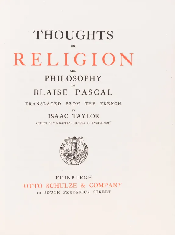 Thoughts on Religion and Philosophy.