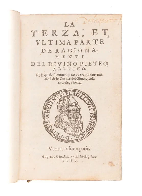 La terza, et ultima parte de Ragionamenti del divino Pietro Aretino.