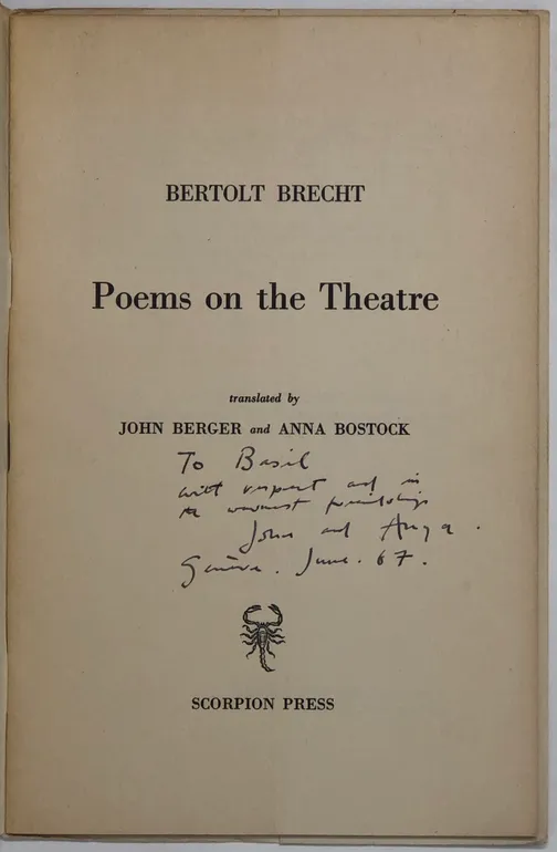 Poems on the Theatre. Translated by John Berger and Anna Bostock.