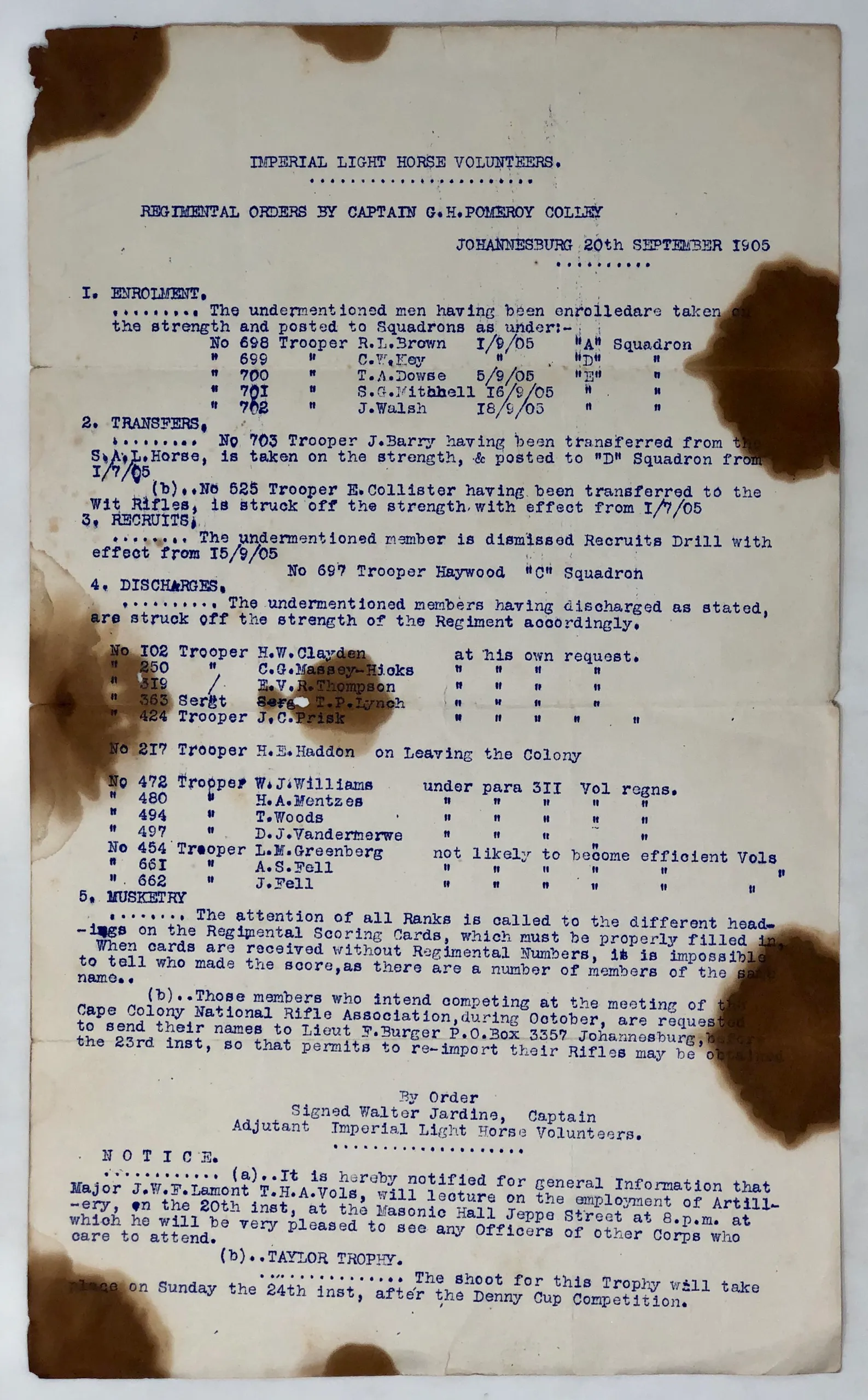 Right Wing Imperial Light Horse Volunteers - Annual Report, 1903-1904.