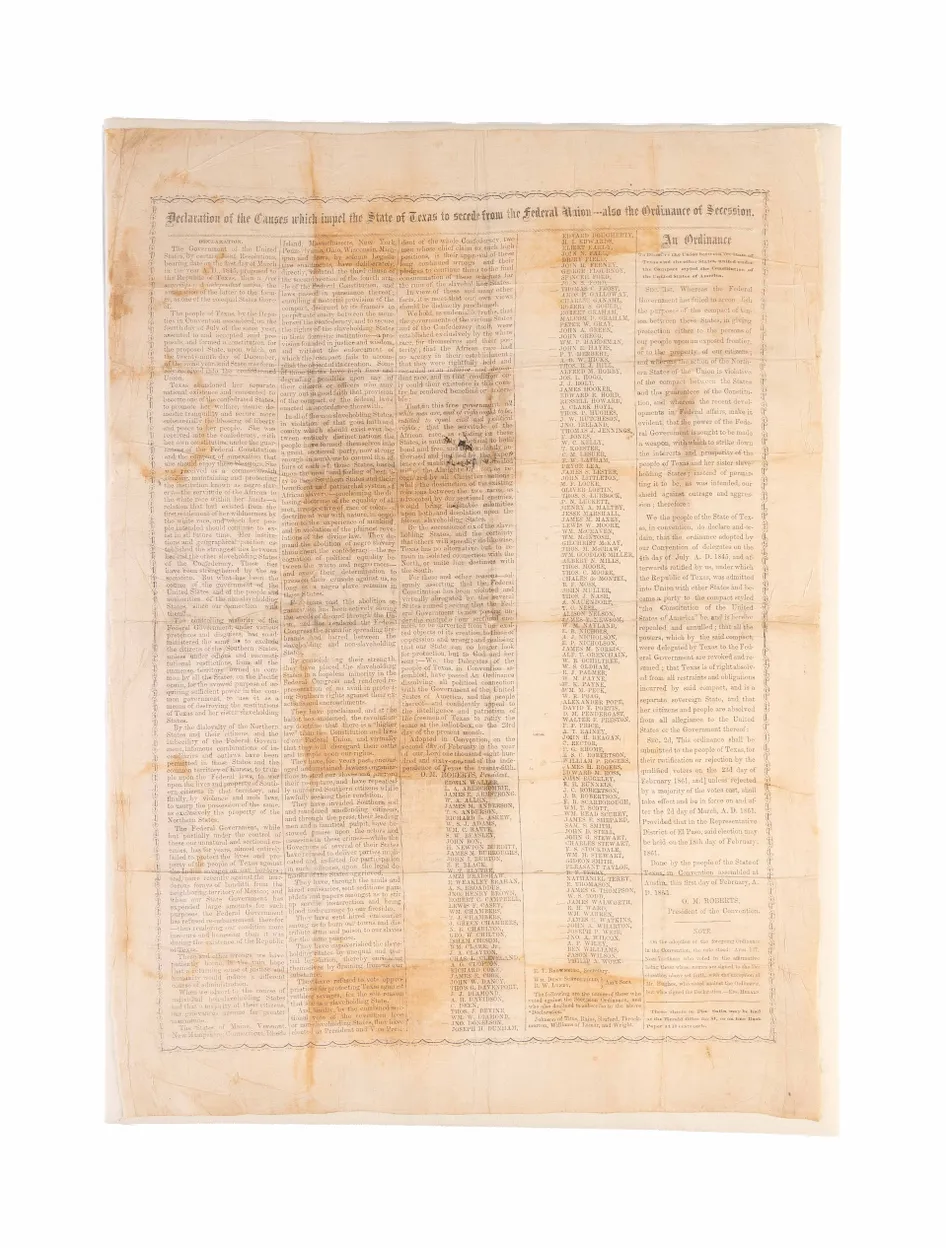 Declaration of the Causes which impel the State of Texas to secede from the Federal Union.