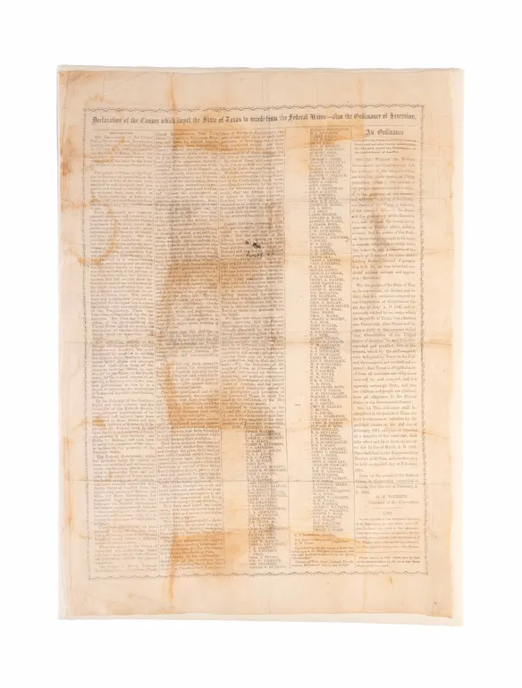 Declaration of the Causes which impel the State of Texas to secede from the Federal Union.