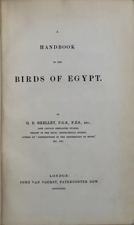 A Handbook to the Birds of Egypt.