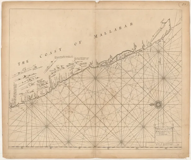 A Large Draught of the Mallabar Coast from Bassalore to Cape Comarone ...