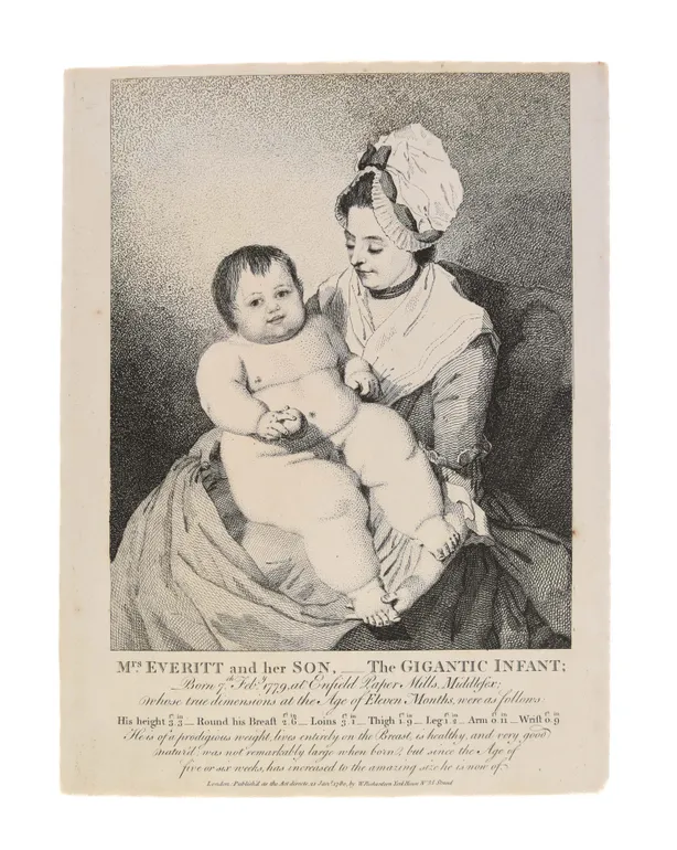 Mrs Everitt and her Son. The Gigantic Infant.