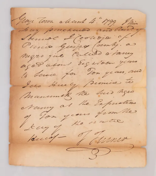 Manuscript document recording the purchase of 