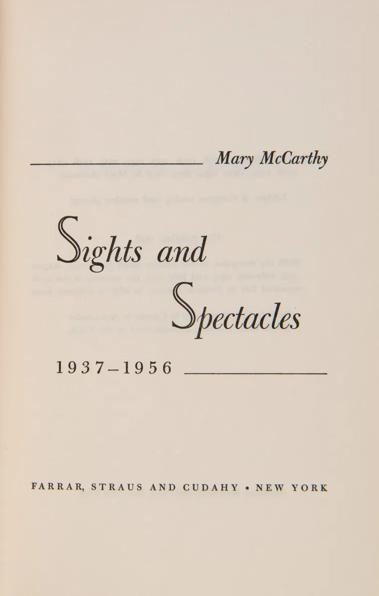 Sights and Spectacles.