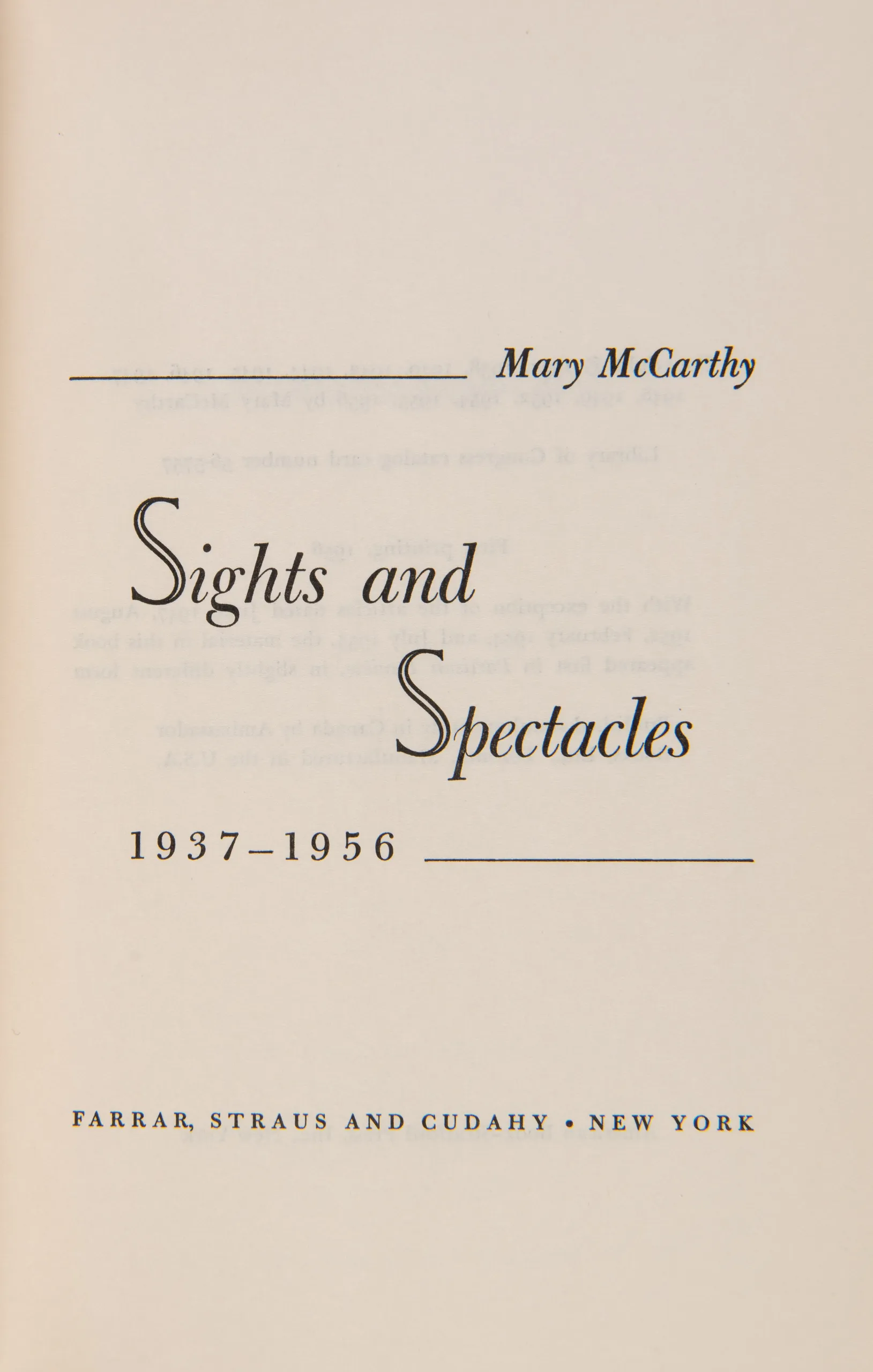 Sights and Spectacles.