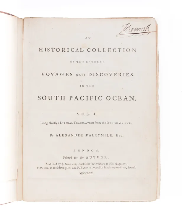 An Historical Collection of the Several Voyages and Discoveries in the South Pacific Ocean.