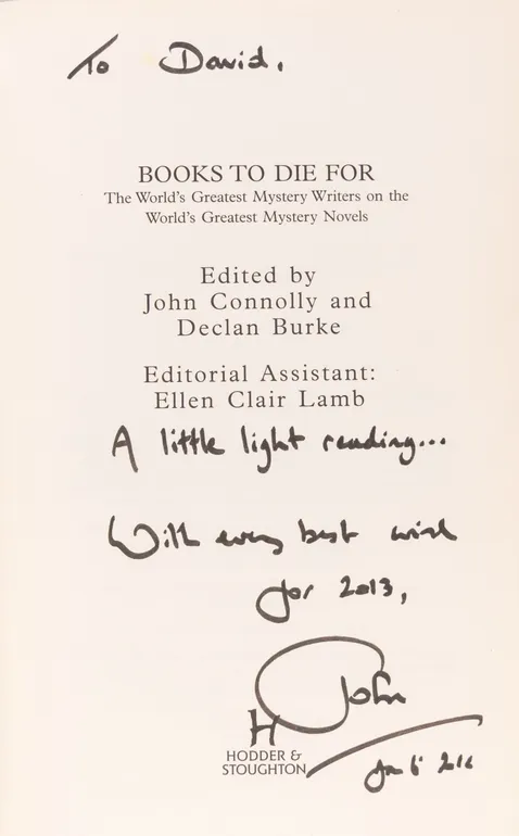 Books to Die For. The World's greatest mystery Writers on the World's greatest mystery Novels.