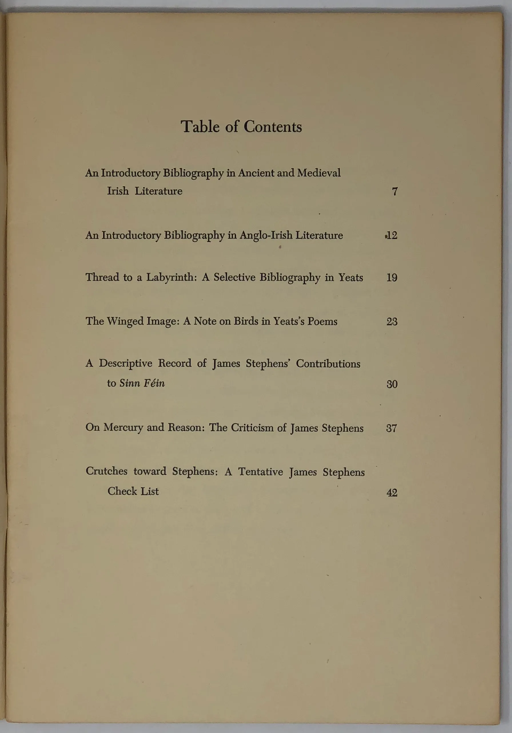 Stephens, Yeats and Other Irish Concerns.