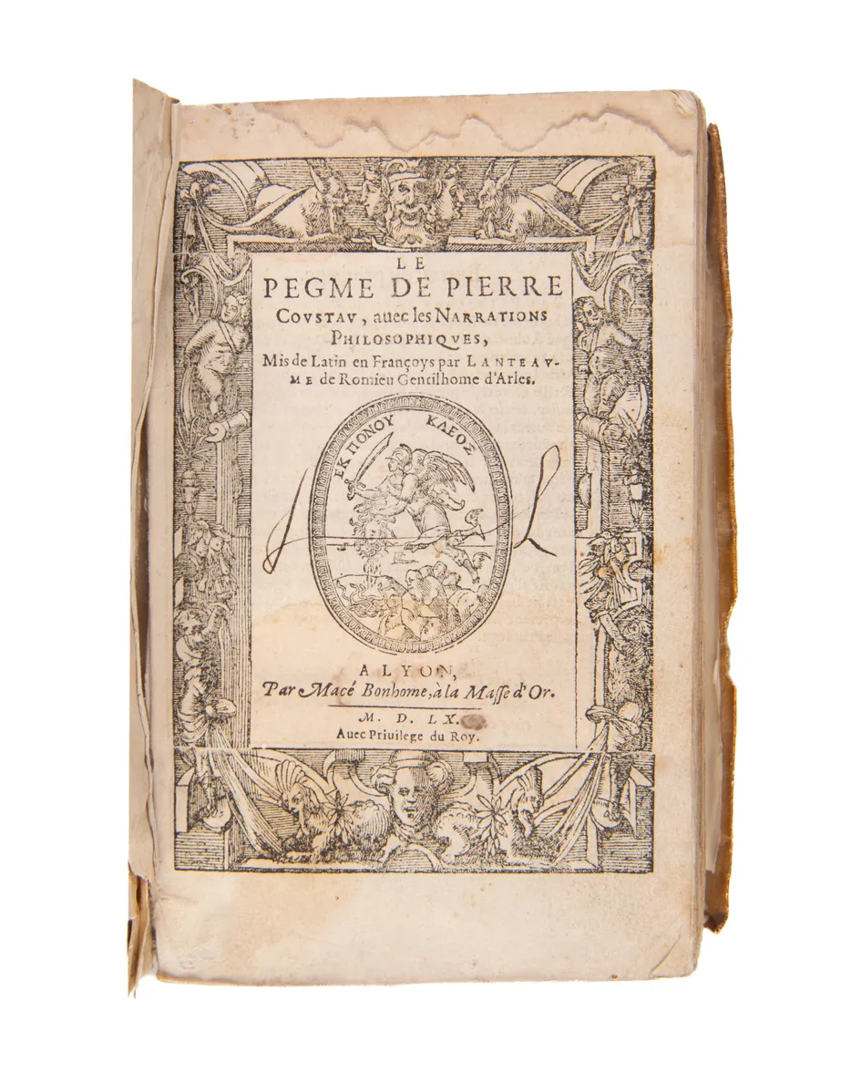 Le Pegme... mis en Francoys par Lanteaume de Romieu gentilhomme d'Arles.
Lyons, Macé Bonhomme, 1560