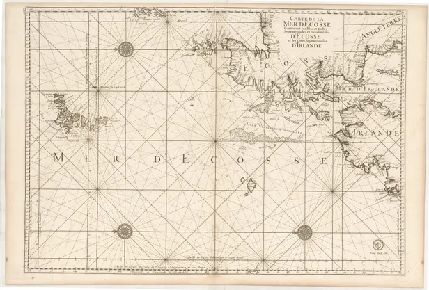 Carte de la Mer d'Ecosse contenant les Isles et Costes Septentrionales et Occidentales d'Ecosse et les Costes Septentrionales d'Irlande