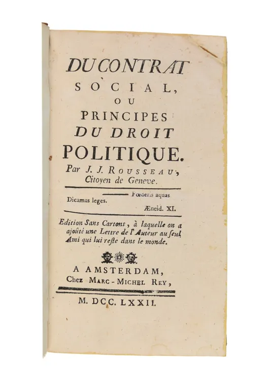 Du contrat social, ou principes du droit politique.