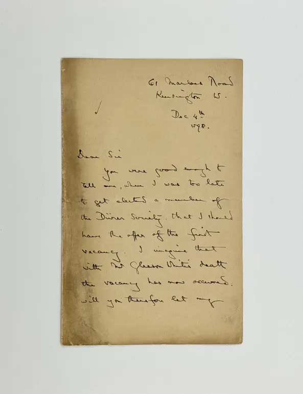 Autograph Letter Signed, to unnamed recipient (“Dear Sir”), presumably Campbell Dodgson.