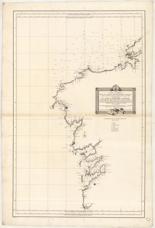 Carta Esferica de las Costas del Reyno de Galicia desde Cabo Prior, hasta la Embocadura del Miño ...