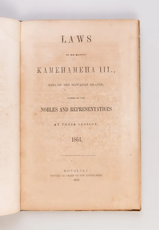 Kanawai o ka moi, Kamehameha III., ke alii o ko Hawaii pai aina i kauia e na alii ahaolelo a me ka poeikohoia, iloko o ka ahaolelo o ka makahiki 1854.