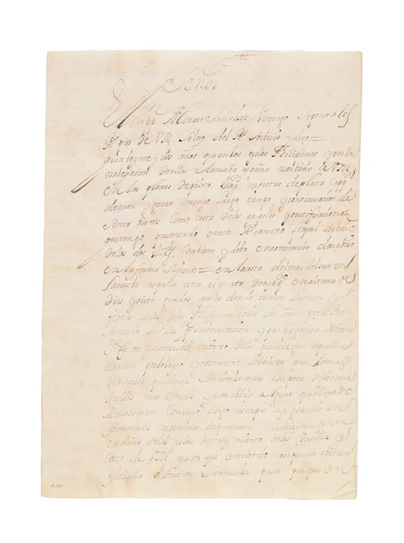 [Autograph memorial to the King with reference to the difficulty of navigating the seas between the Philippine Islands and New Spain, mentioning the first shipbuilding yard on the Bay of California.]