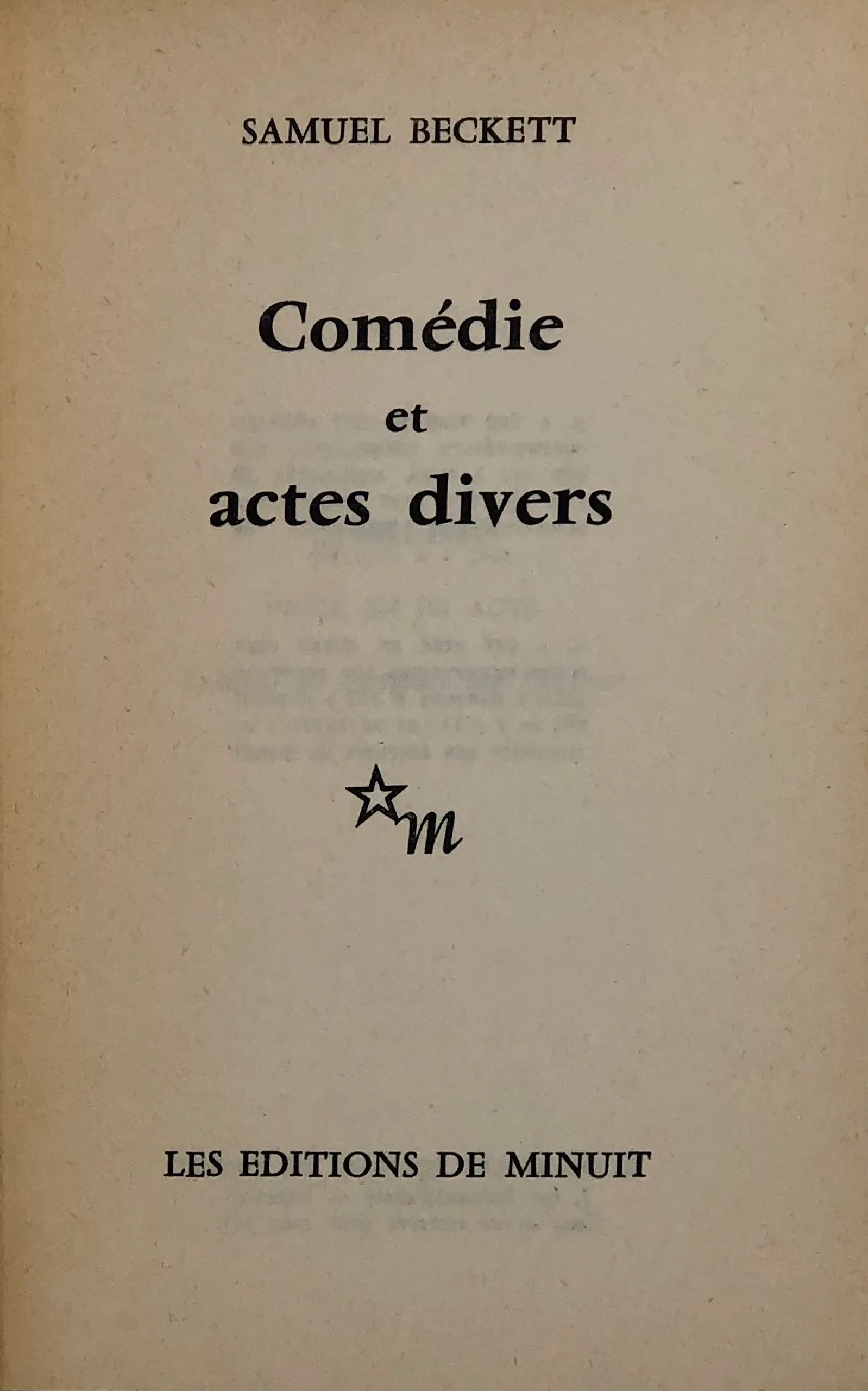 Comédie et actes divers.