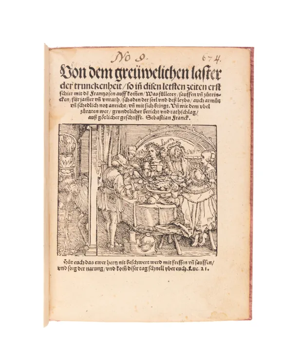 Von dem greüwelichen laster der trunckenheit so in disen letsten zeiten erst schier mit dem frantzosen auffkom[m]en…[Augsburg, Heinrich Steiner, 1533]