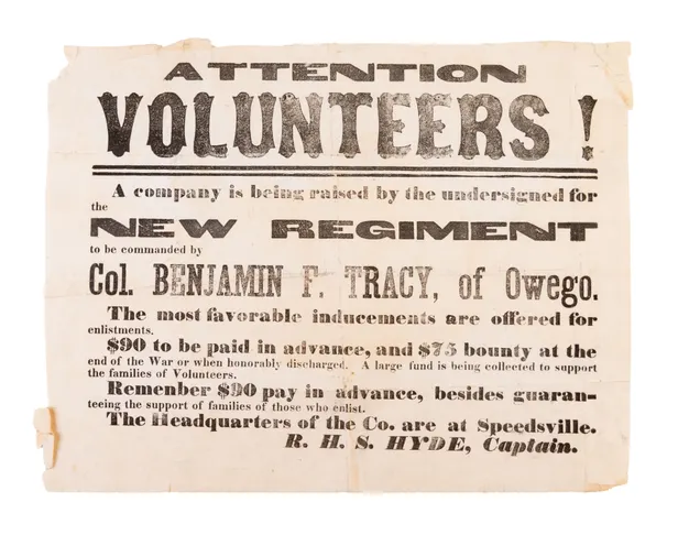 Attention Volunteers! A company is being raised by the undersigned for the NEW REGIMENT to be commanded by Col. Benjamin F. Tracy, of Owego.