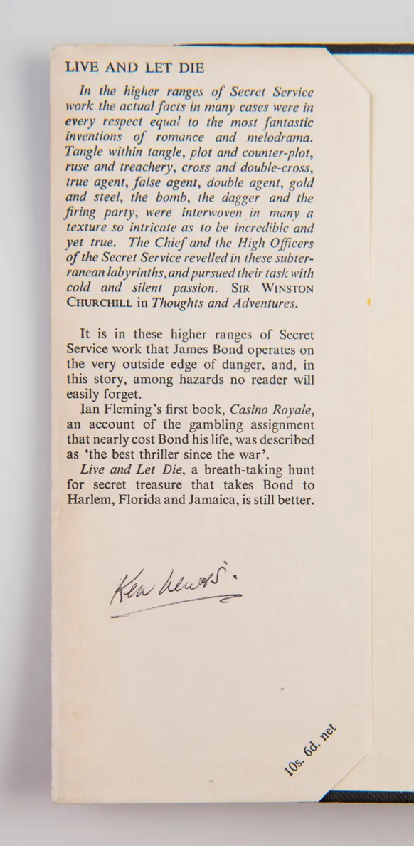 A Complete Set of the James Bond Novels and Stories in First Edition: Casino Royale, Diamonds are Forever, Live and Let Die, Moonraker, From Russia With Love, Dr. No, Goldfinger, For Your Eyes Only, Thunderball, The Spy Who Loved Me, On Her Majesty's Secr