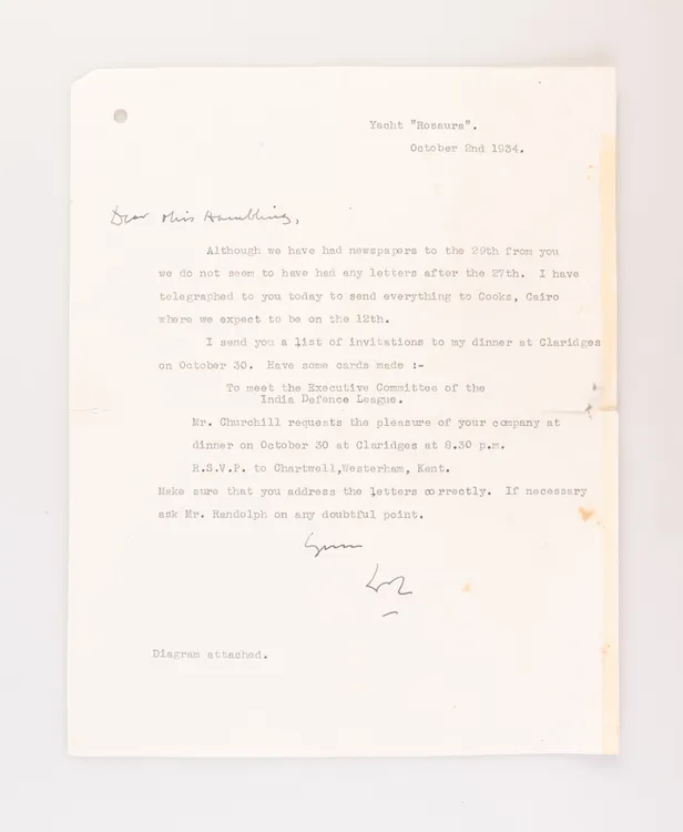 Typed Letter Signed (‘WSC’) to Grace Hamblin (‘Dear Miss Hamblin’).