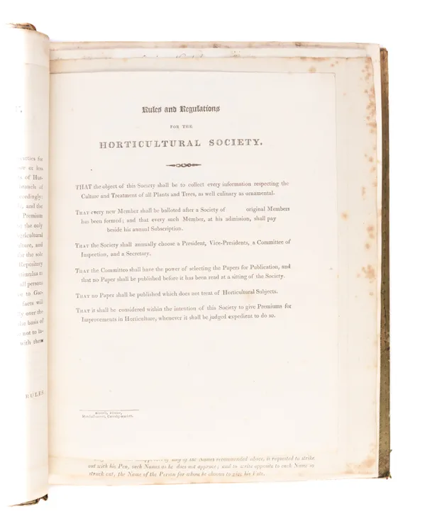 [Archive of documents, letters ephemera, and publications concerning the first years of the Royal Horticultural Society]