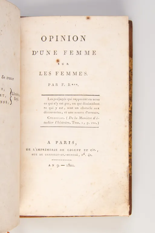 Opinion d’une Femme sur les Femmes.
