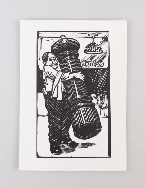 World Peace; with an illustration by Timothy Engellund titled A Little Freshly Ground Black Pepper? of a waiter in a cafe holding a giant pepper mill,