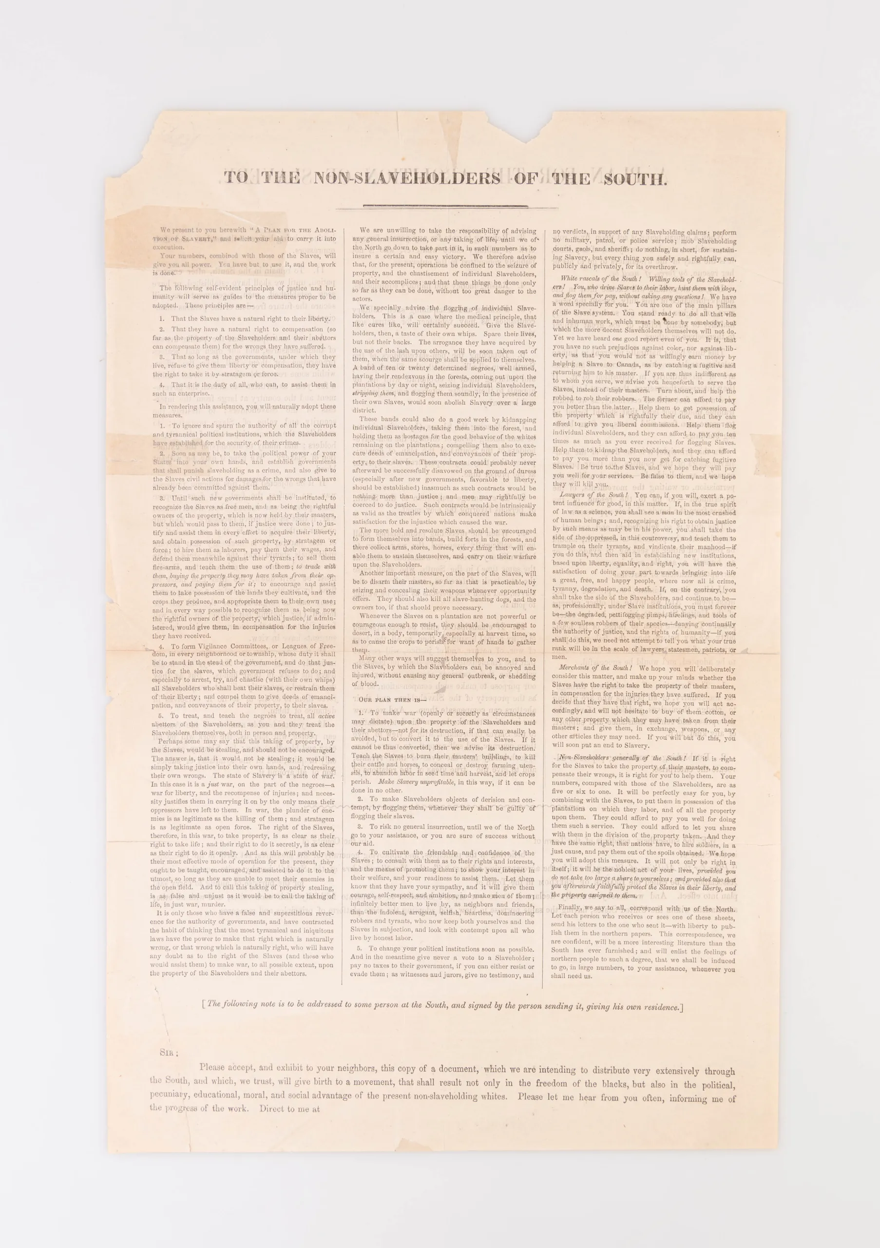 To the Non-Slaveholders of the South.