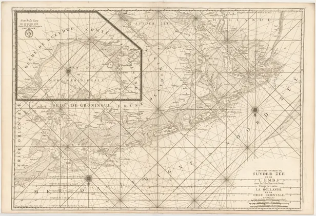 Carte des Entres du Suyder Zée et de l'Embs avec les Isles, Bancs, et Costes Comprises entre La Hollande et la Frise Orientale