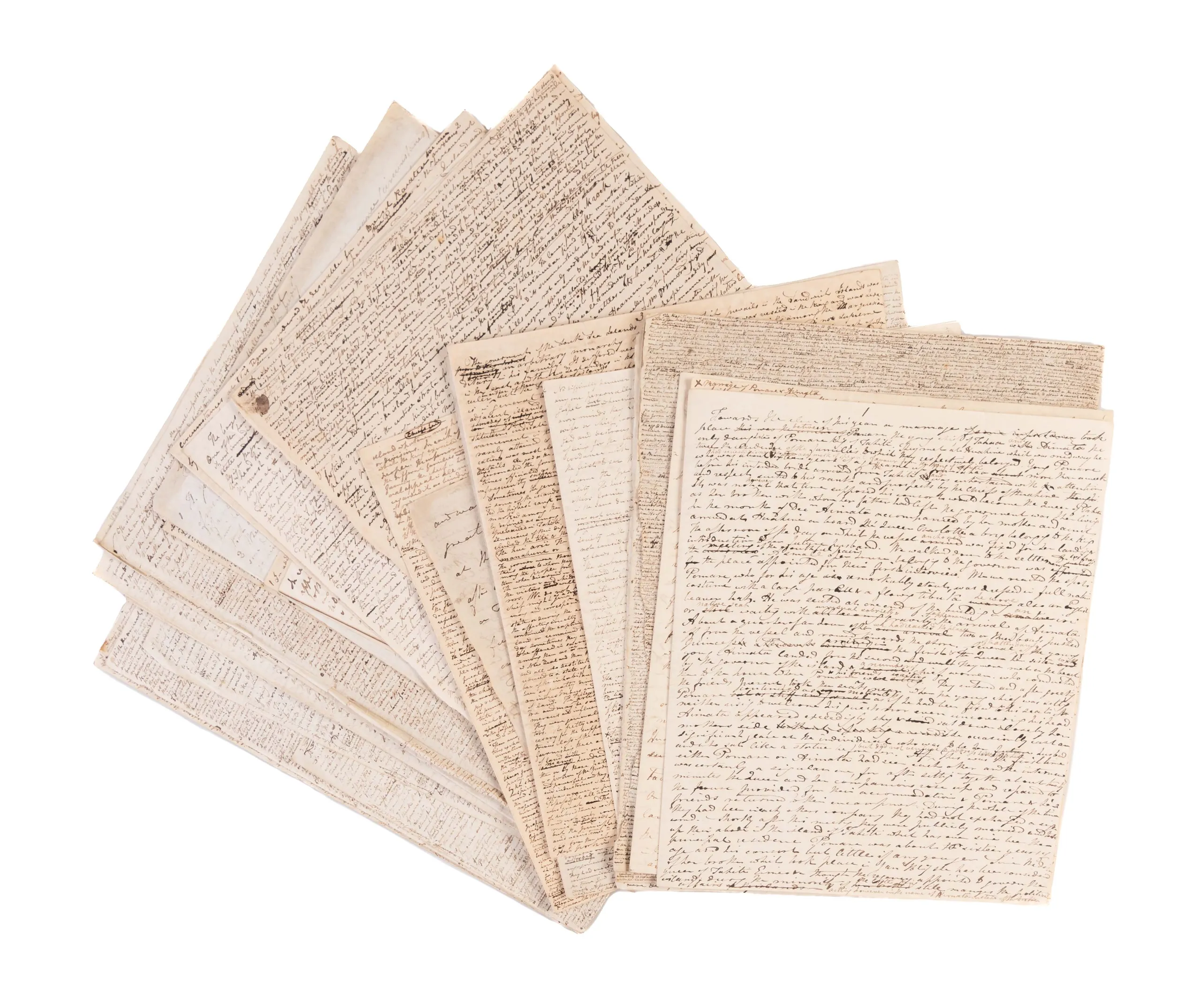 Polynesian Researches, the working manuscript. Together with the manuscript of Ellis' unpublished poem Mahine.