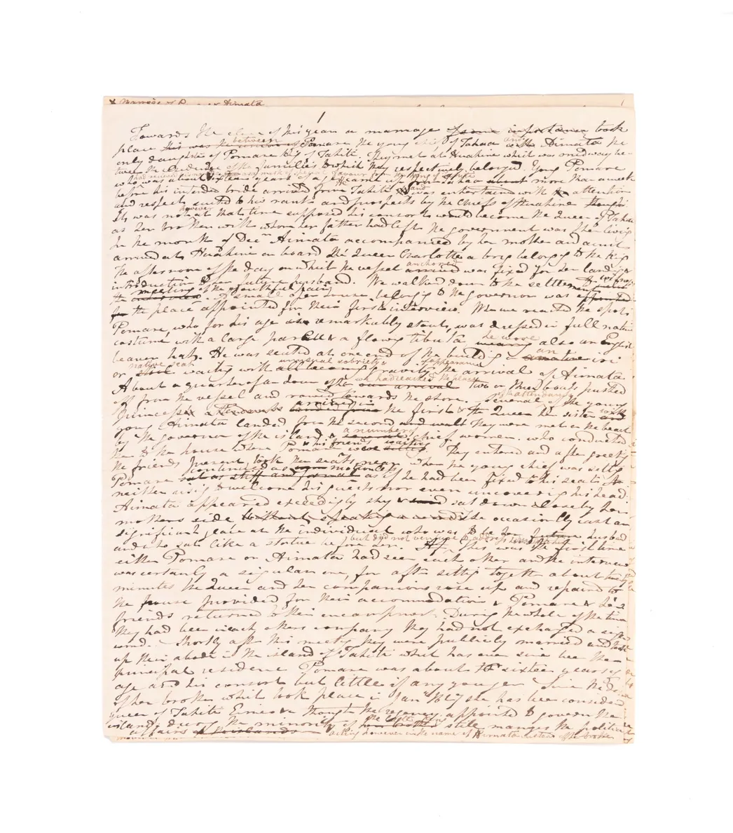 Polynesian Researches, the working manuscript. Together with the manuscript of Ellis' unpublished poem Mahine.