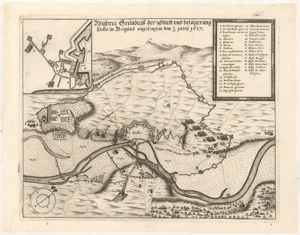 Wahrer Grundtriss der Sttatt und belägerung Dolle in Burgund angefangen den 1/11. Juny 1637.