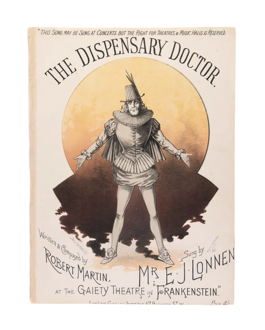 Sheet Music and Lyrics for Frankenstein, or The Vampire's Victim.