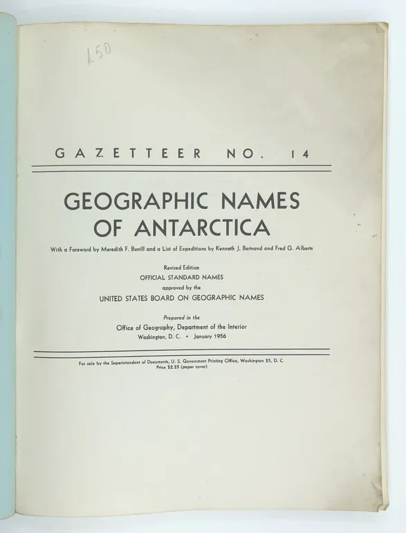 Gazetteer No. 14: Geographic Names of Antarctica.