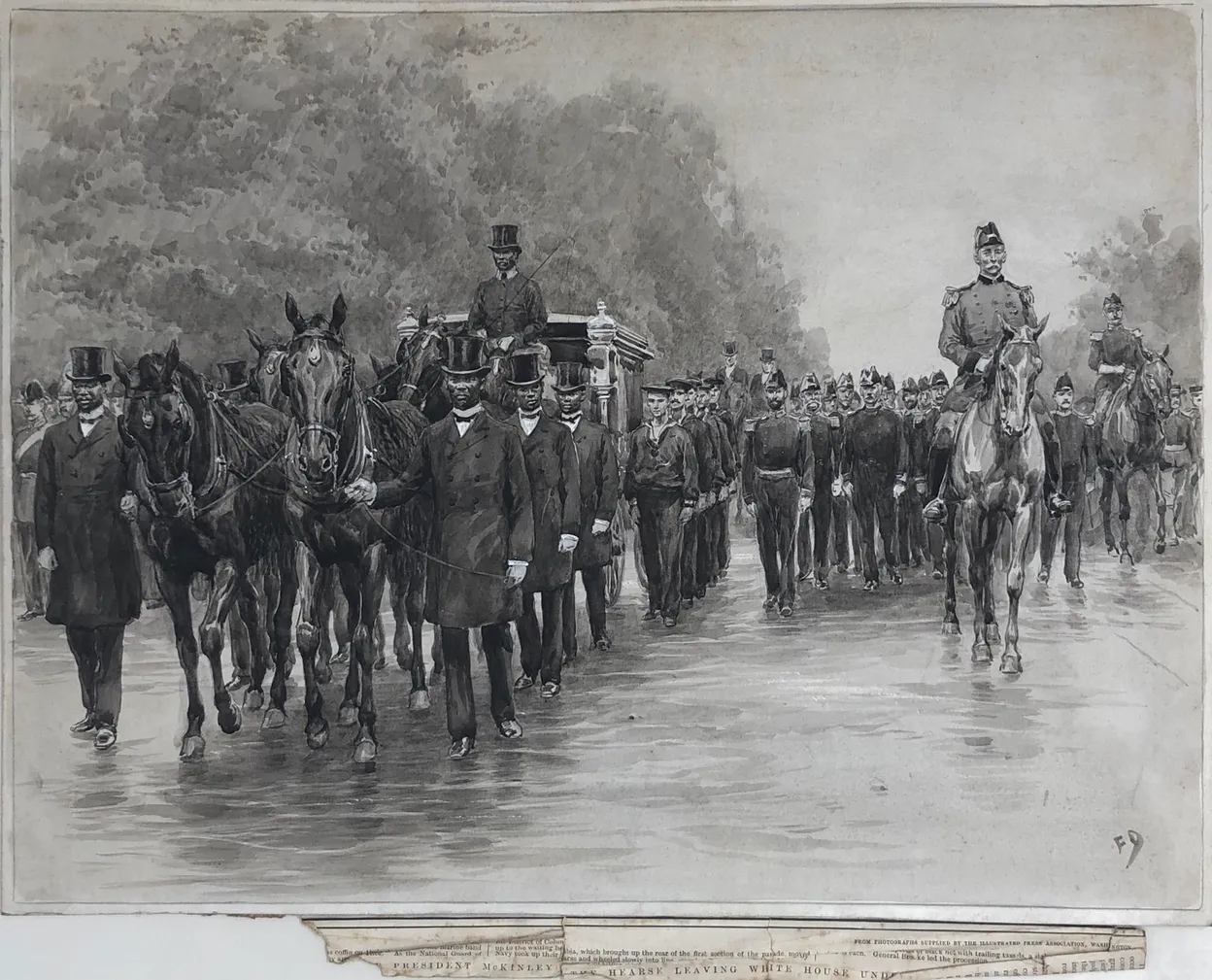 [Funeral of President McKinley] The Hearse leaving the White House under Military Escort.