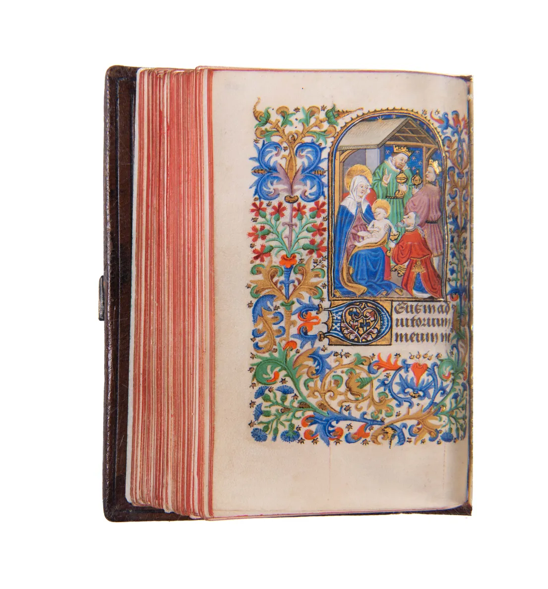 Book of Hours, Use of Sarum, in Latin with rubrics in French and a prayer in Middle English, illuminated manuscript on vellum. 
[France, Rouen, c. 1440]