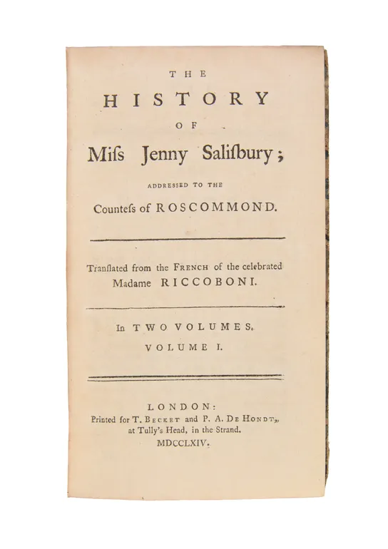 The History of Miss Jenny Salisbury;