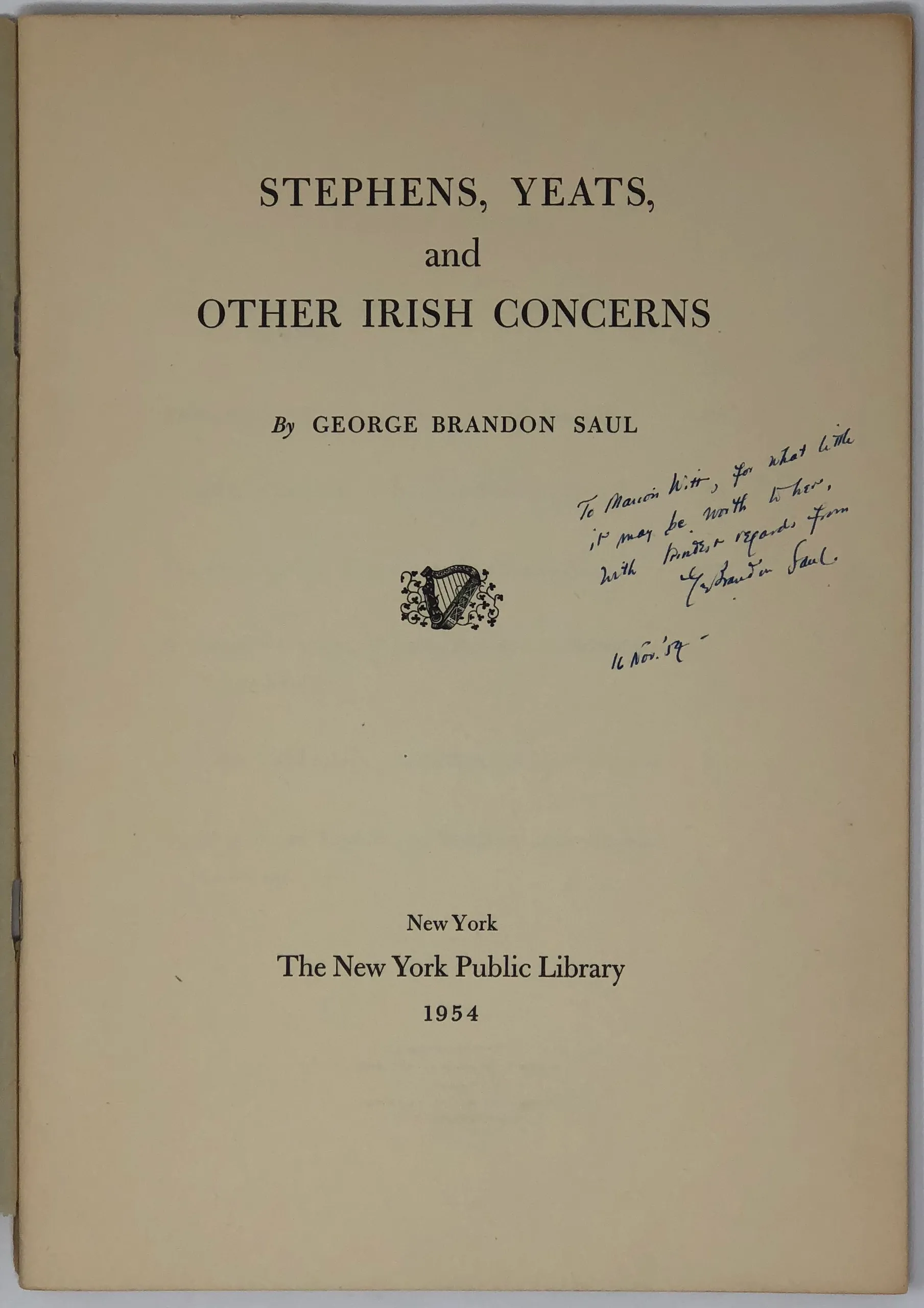 Stephens, Yeats and Other Irish Concerns.