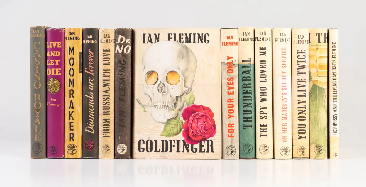 A Complete Set of the James Bond Novels and Stories in First Edition: Casino Royale, Live and Let Die, Moonraker, Diamonds are Forever, From Russia With Love, Dr. No, Goldfinger, For Your Eyes Only, Thunderball, The Spy Who Loved Me, On Her Majesty’s Secr