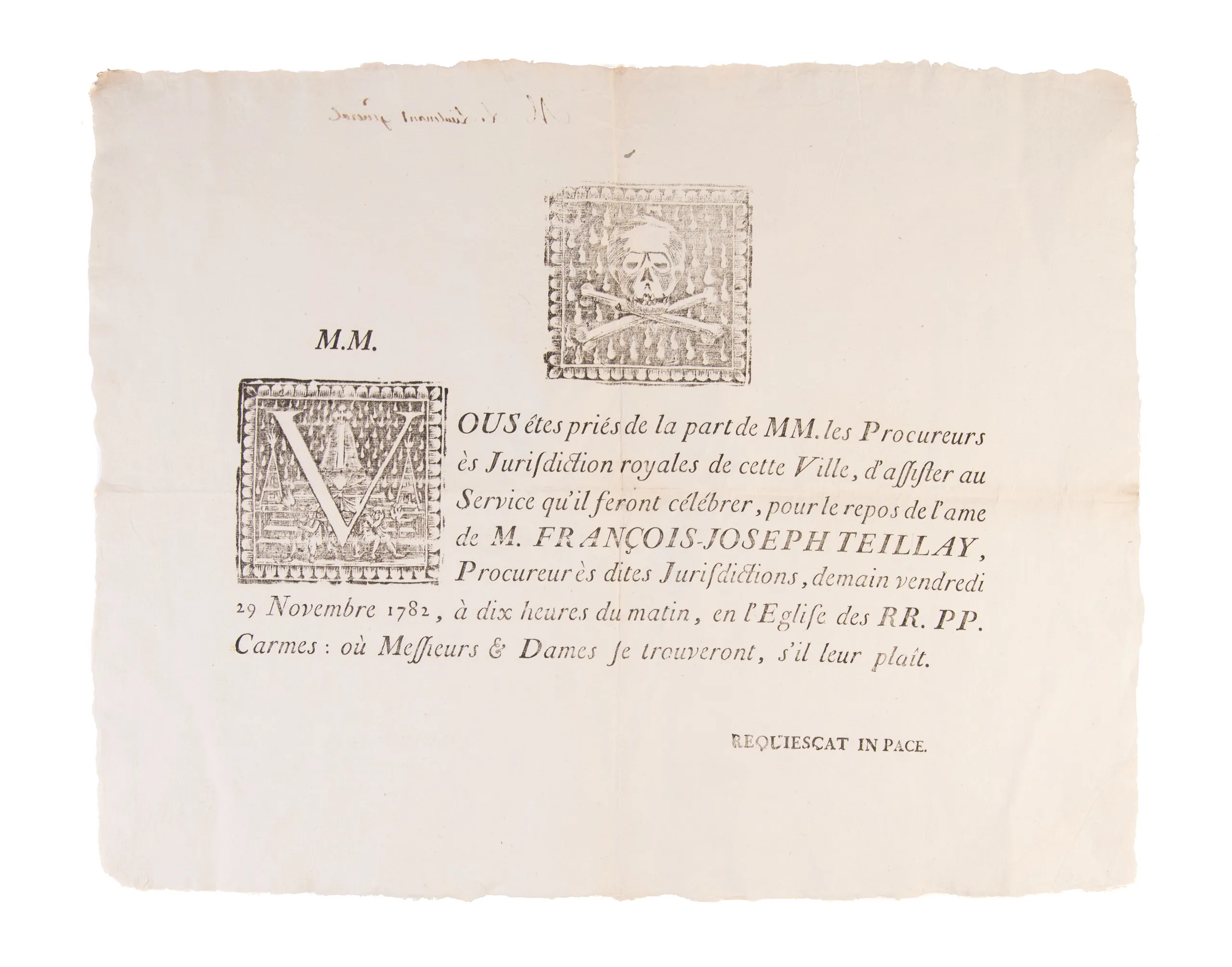 Collection of twelve placards mortuaires (death notices).