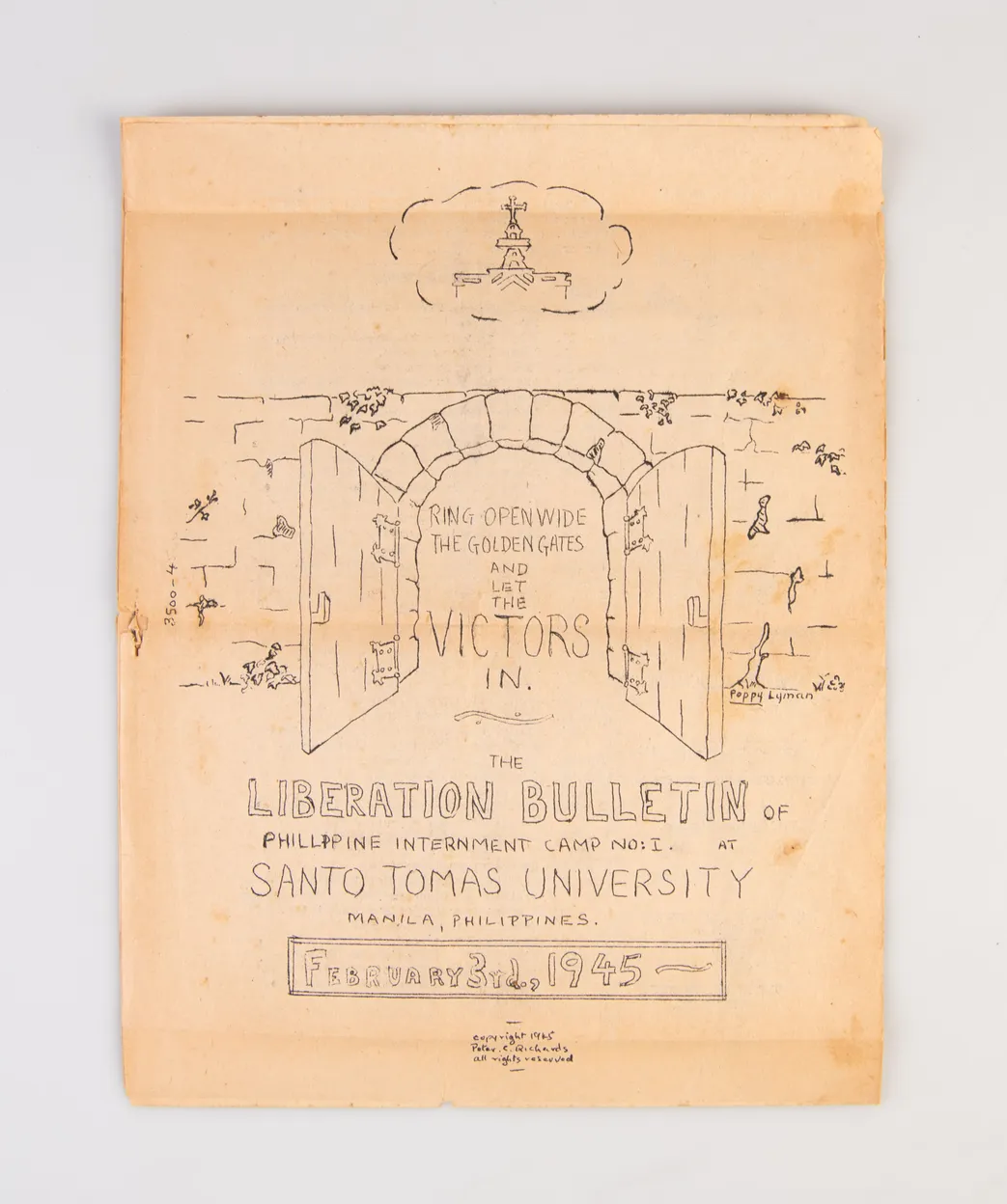 The Liberation Bulletin of Philippine Internment Camp No. 1 at Santo Tomas University.