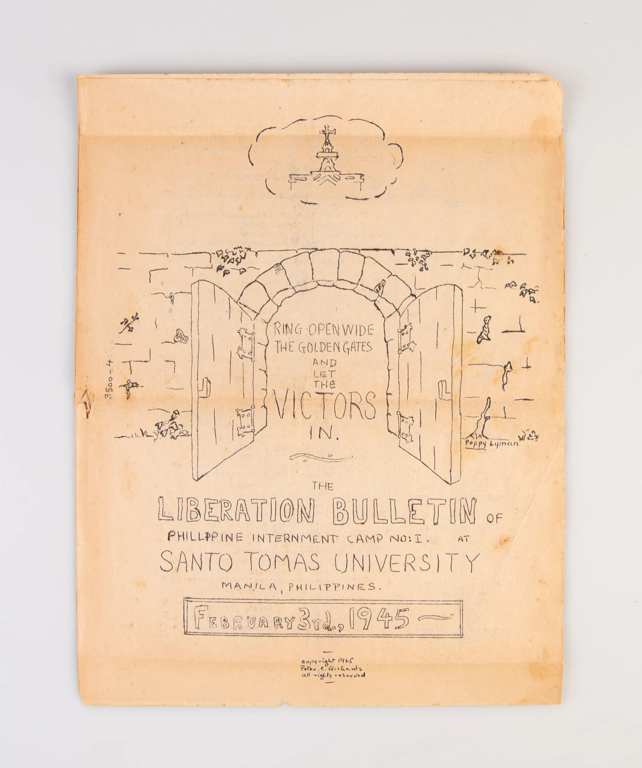 The Liberation Bulletin of Philippine Internment Camp No. 1 at Santo Tomas University.